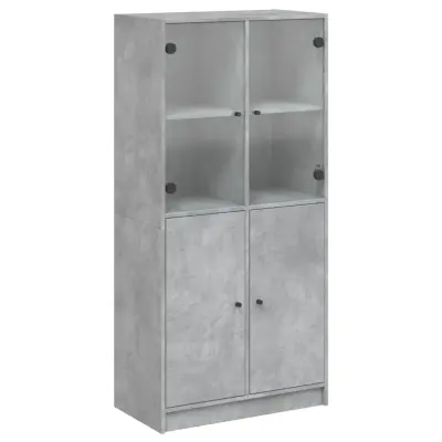 vidaXL Visoka omara z vrati betonsko siva 68x37x142 cm inženirski les