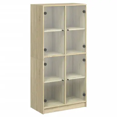 vidaXL Visoka omara z vrati sonoma hrast 68x37x142 cm inženirski les