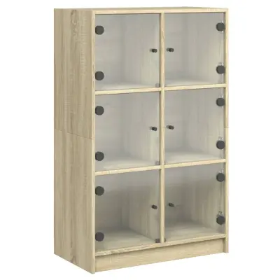 vidaXL Visoka omara z vrati sonoma hrast 68x37x109 cm inženirski les