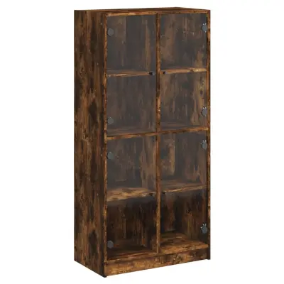 vidaXL Visoka omara z vrati dimljeni hrast 68x37x142 cm inženirski les