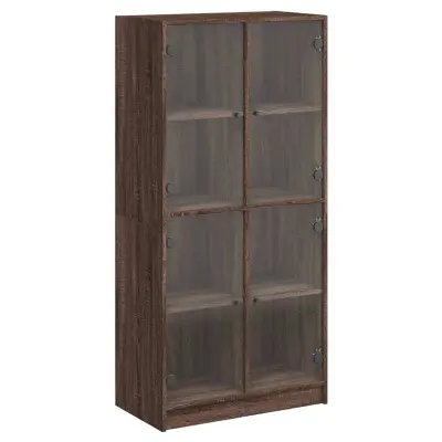 vidaXL Visoka omara z vrati rjavi hrast 68x37x142 cm inženirski les