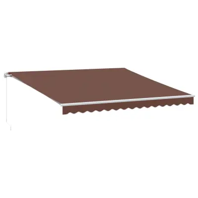 vidaXL Ročno zložljiva tenda z LED rjava 400x300 cm