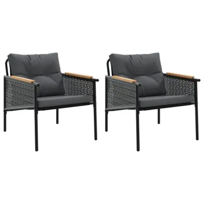 vidaXL Vrtni stoli z blazinami 2 kosa črno jeklo