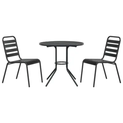 vidaXL Vrtni stoli 3 kosi antracit prašno barvano jeklo