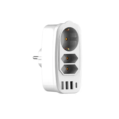 7 v 1 EU vtični adapter, napajalni razdelilnik z vrati USB A/Type C, podaljšek vtičnice