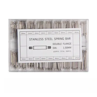 Vzmetne zatiče 10-27 mm in orodje za montažo paščkov za ure Silver