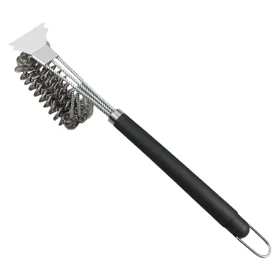 Krtača za čiščenje žara z dvojno glavo z jeklenimi ščetinami