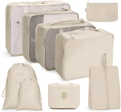 9-delni set potovalnih torb za shranjevanje Beige