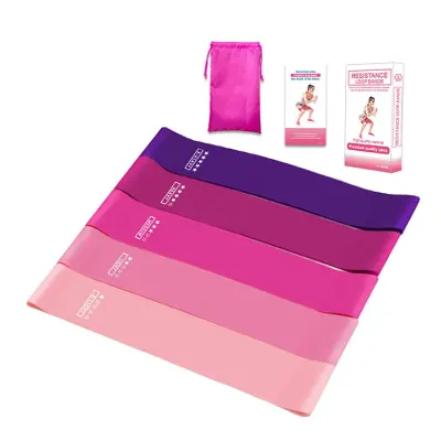 Uporni trakovi za domačo vadbo, 5 kosov, roza