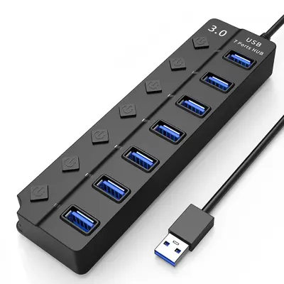 Zvezdišče USB 3.0 5 Gbps s 7 vrati s posameznimi gumbi za vklop/izklop