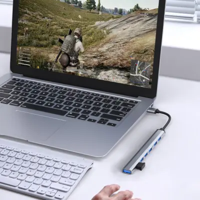 Zvezdišče USB/USB-C z 1 USB3.0 + 6 USB2.0 Silver