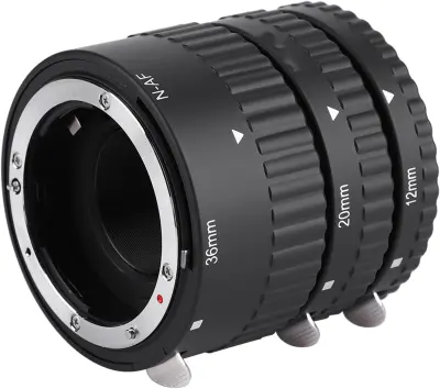 Komplet podaljškov za makro makro s samodejnim ostrenjem, adapterski obroč za podaljšek za makro s samodejnim ostrenjem 12mm 20mm 36mm za Nikon Black