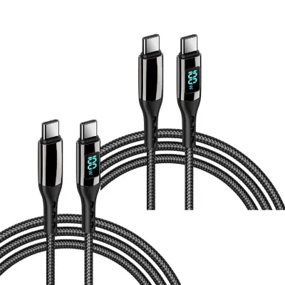 2 paketa PD100W pletenega podatkovnega kabla tipa C na digitalni zaslon tipa C Black 2m
