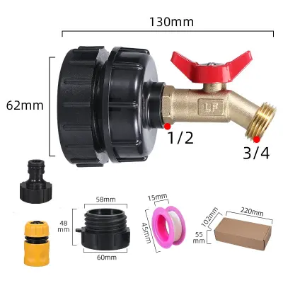 IBC Tote Tank Adapter Set z medeninasto pipo in dodatki