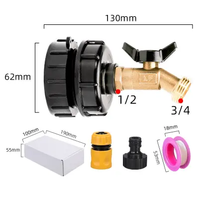 Komplet adapterjev za medeninasto pipo za rezervoarje IBC Tote