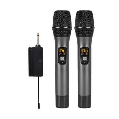 2 brezžična mikrofona Bluetooth Reverb s kablom za vrata Android Black