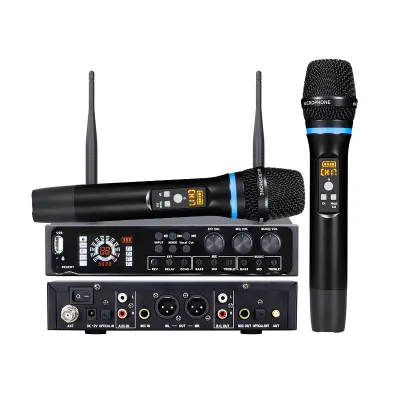 Brezžični mikrofonski sistem vse v enem z Bluetooth - Za poroke, karaoke Black