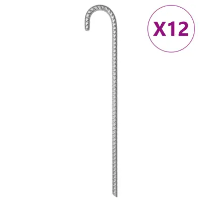 vidaXL Klini za šotor 12 kosov 41,5 cm Ø12 mm pocinkano jeklo