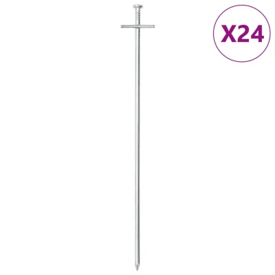 vidaXL Klini za šotor 24 kosov 29,5 cm Ø6 mm pocinkano jeklo