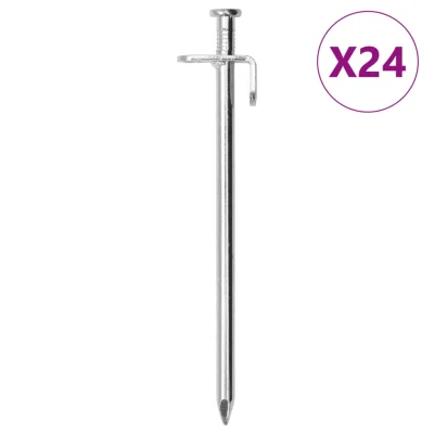 vidaXL Klini za šotor 24 kosov 19,5 cm Ø8 mm pocinkano jeklo