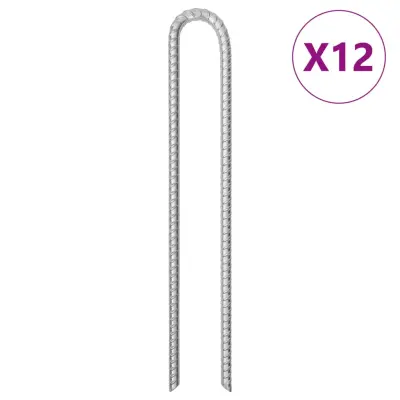 vidaXL Klini za šotor 12 kosov U oblika 41,5 cm Ø12 mm pocinkano jeklo
