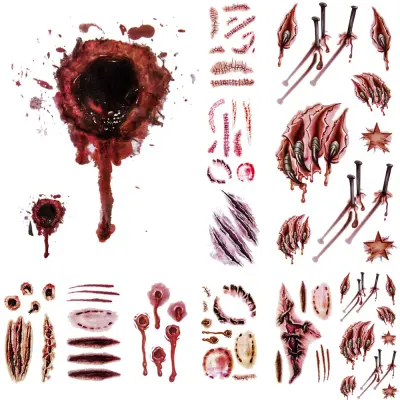 Tetovaže z ranami / lažne tetovaže za noč čarovnic 11 listov