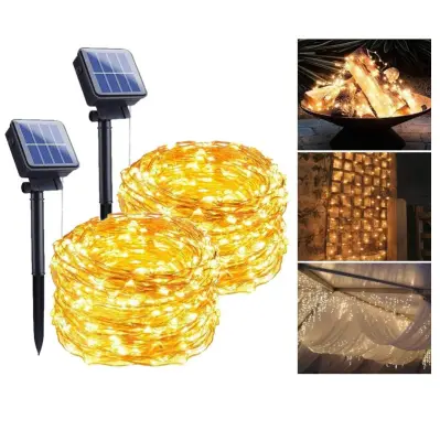 LED svetlobna zanka s sončno celico 10 metrov   2-paket
