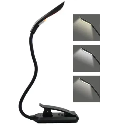 Bralna svetilka, LED svetilka za knjige s 3 načini osvetlitve, za ponovno polnjenje Black