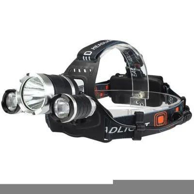 Vodoodporna naglavna svetilka s 3 LED za ponovno polnjenje