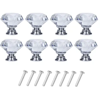 Diamantni gumbi iz stekla Transparent/Silver 8 kosov