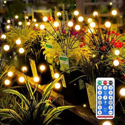 10 LED luči Firefly na sončno energijo, paket 4 kosov WarmWhite