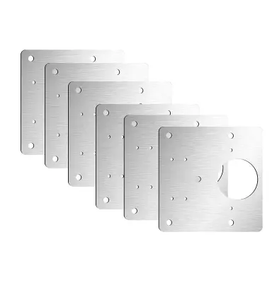 Plošča za popravilo tečajev iz nerjavečega jekla z 12 luknjami, 6 kosov