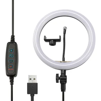 Selfie obroč z zatemnjenimi LED lučmi - črn