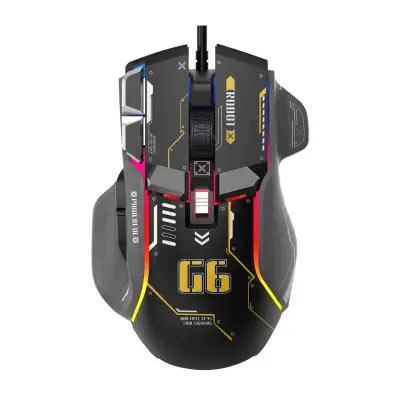 Ergonomska igralna miška z RGB, nastavitvami 6 DPI in 7000 Hz Black