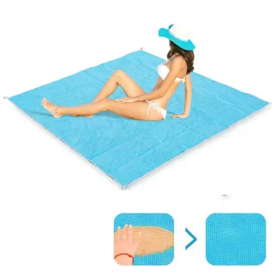 Odeja za plažo/piknik - 200x200 cm - modra