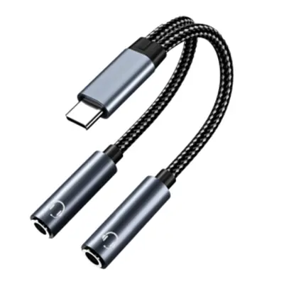 USB-C na dvojni 3,5 mm avdio adapterski kabel Black