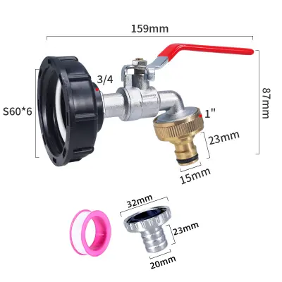 Dodatki za rezervoar IBC Pipa iz zlitine z medeninastim adapterjem za pipo   3/4-palčna aluminijasta pipa