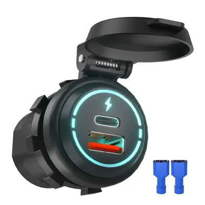 Avtopolnilec 12V/24V QC3.0 z zaščitnim pokrovom Black