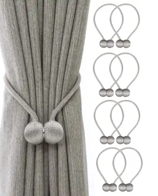Magnetno držalo za zavese Srebrno sivo   8-Paket
