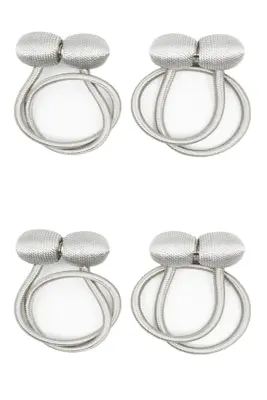 Magnetno držalo za zavese Srebrno sivo   4-Paket