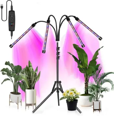 Zložljiva rastlinska svetilka z nastavljivim stojalom in časovnikom Black