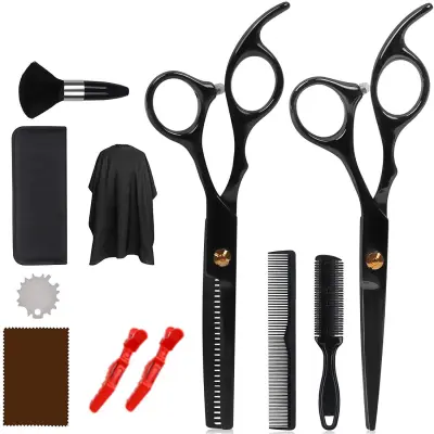 Frizerski set s škarjami, glavnikom, sponkami, plaščem 11 delov