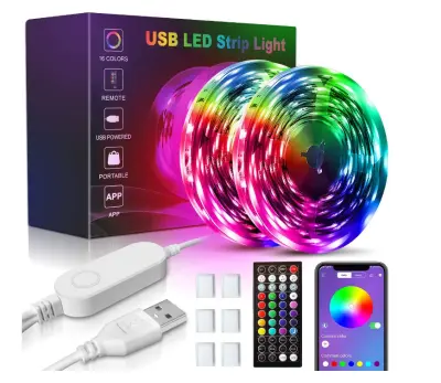 LED svetlobni trak 7 barv z nadzorom prek aplikacije Bluetooth Black 4 m
