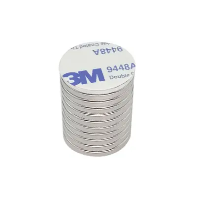 10 paketov super močnih neodimovih magnetov s samolepilno podlago Silver 20 x 2 mm