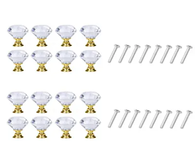 Diamantni gumbi iz stekla Transparent/Gold 8 kosov