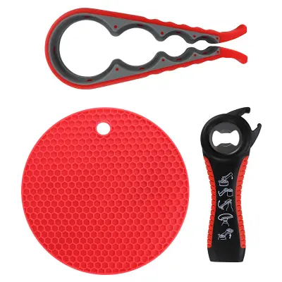 Večnamenski odpirač za konzerve iz 3 delov Red