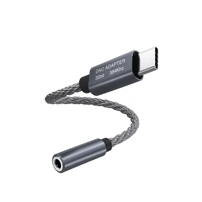 32-bitni / 384 kHz USB-C na 3,5 mm avdio adapterski kabel DAC adapter Grey