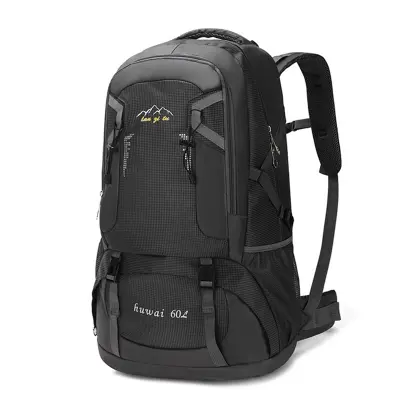 60 L nahrbtnik za gorništvo na prostem z veliko prostornino Black