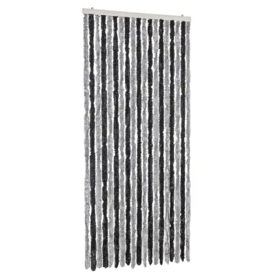 vidaXL Zavesa proti mrčesu siva in črna 56x200 cm šenilja