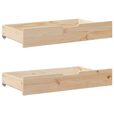 vidaXL Predal za posteljo s kolesi 2 kosa 95x55x17 cm trdna borovina